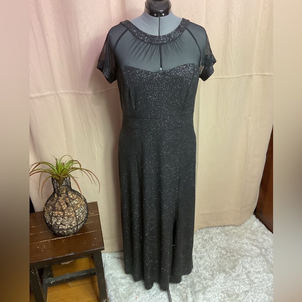 Enfocus Studio Black Glitter Midi Dress